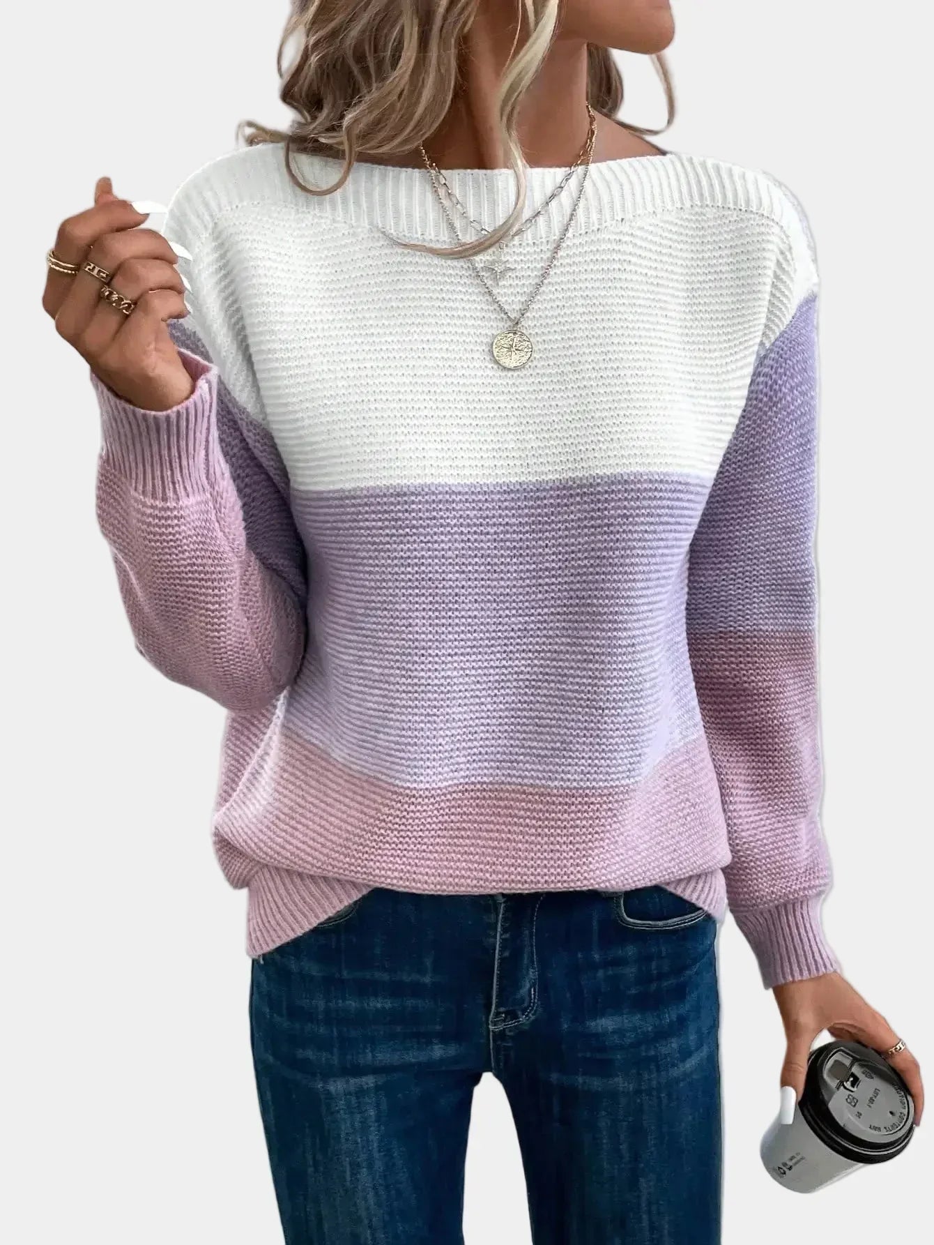 Cyraline | Stilren Ombre Stickad Tröja