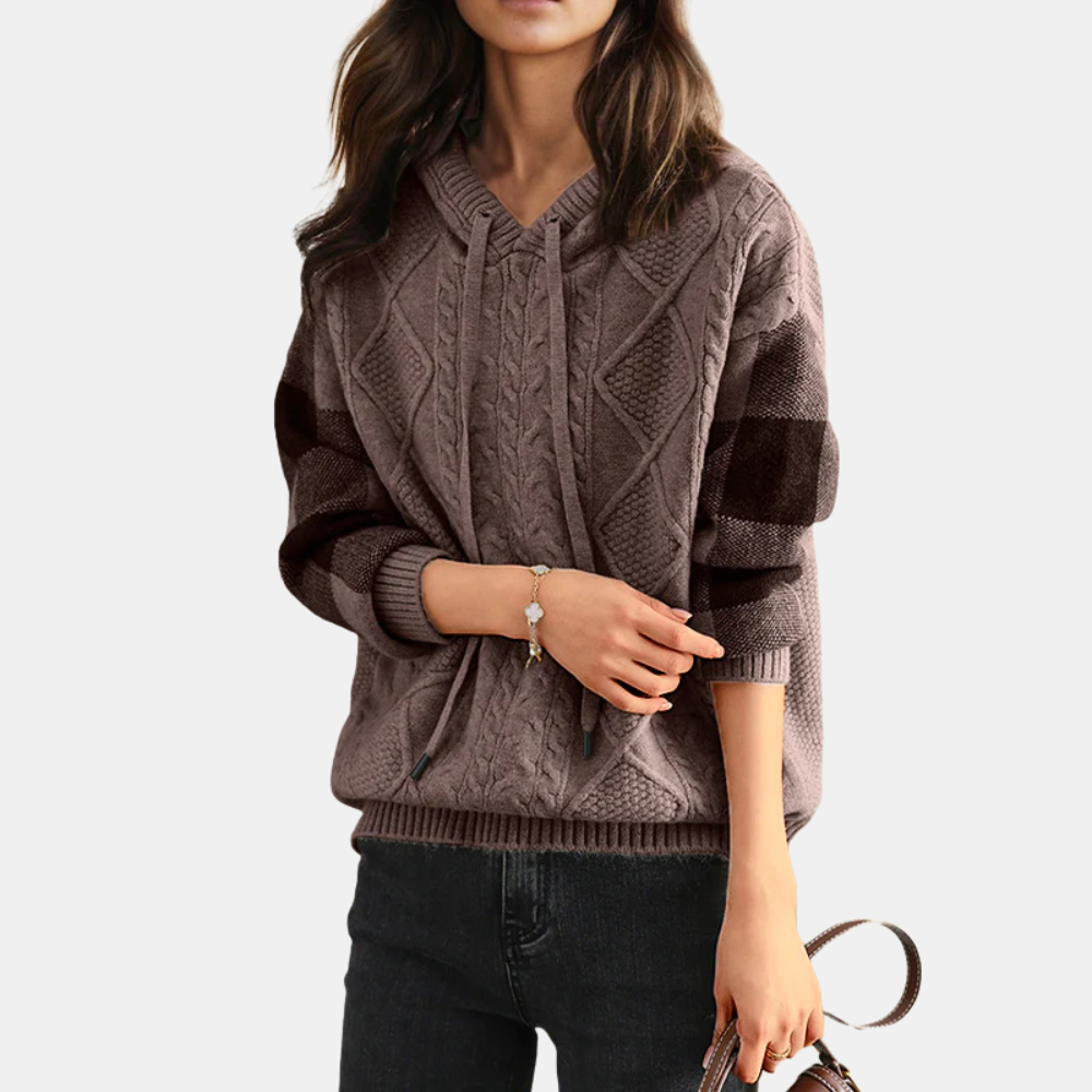 Aveline | Kabelstickad Hoodie Tröja
