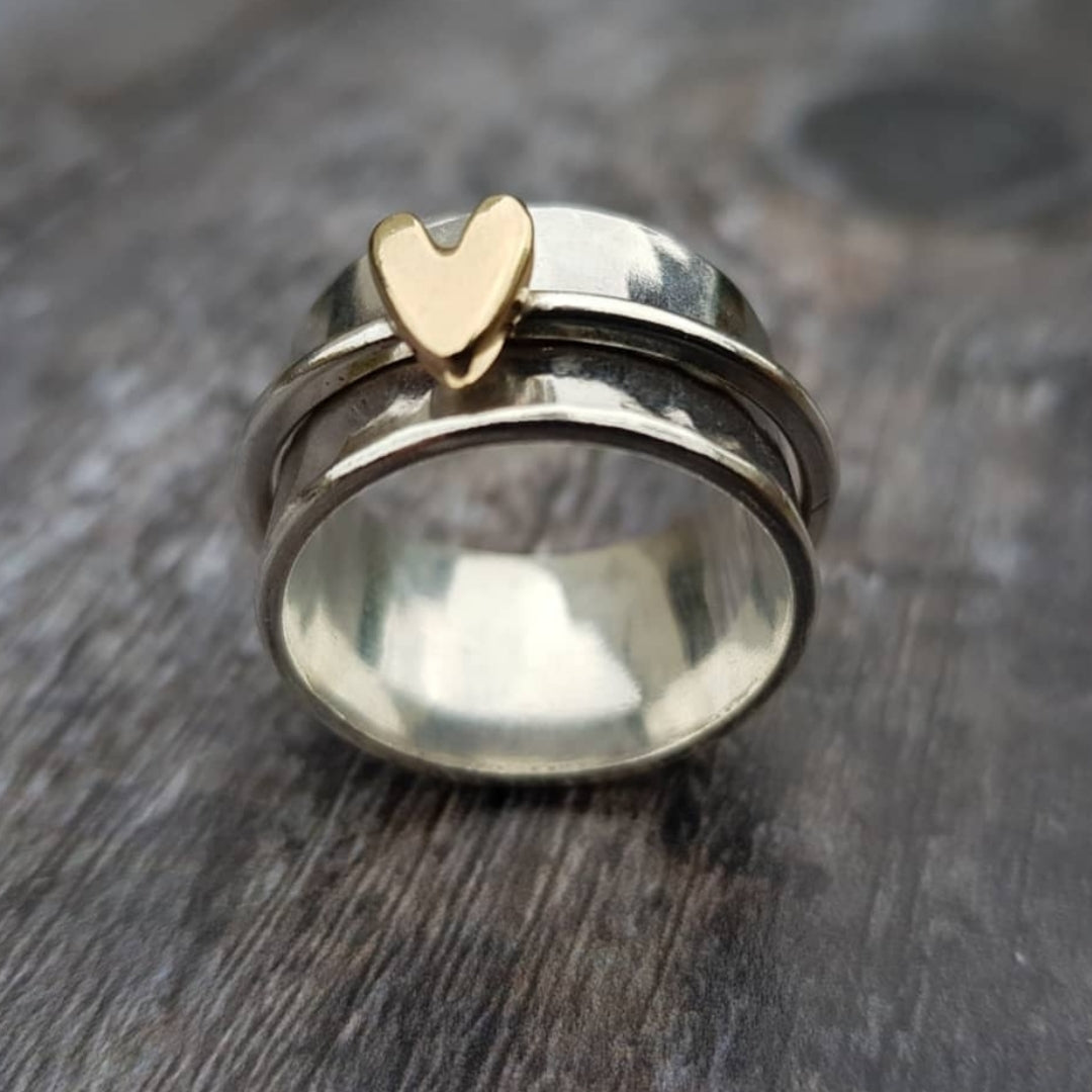 MINDY | SILVER GULDEN HJÄRTRING